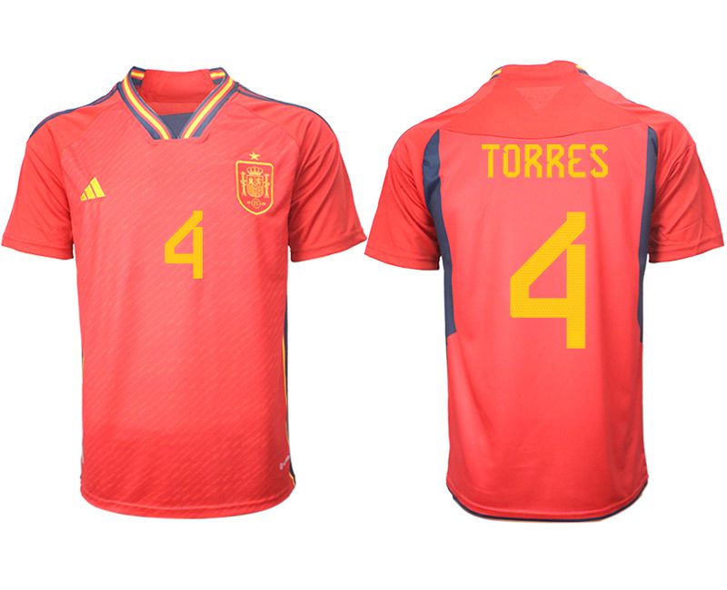 Men 2022 World Cup National Team Spain home aaa version red #4 Soccer Jerseys->mexico jersey->Soccer Country Jersey